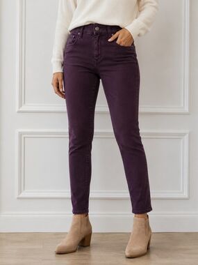 PAIGE Verdugo Ankle Skinny Jeans Plum Eggplant Stretch Premium Denim Size 28